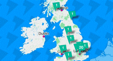 Map of venues around the UK