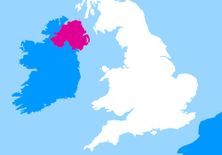 Map of UK with Northern Ireland highlighted