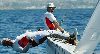 Competitors guiding their craft around the course