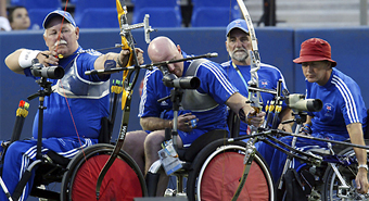 Archers drawing their bows