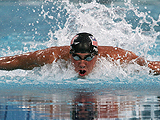Swimmer performing butterfly